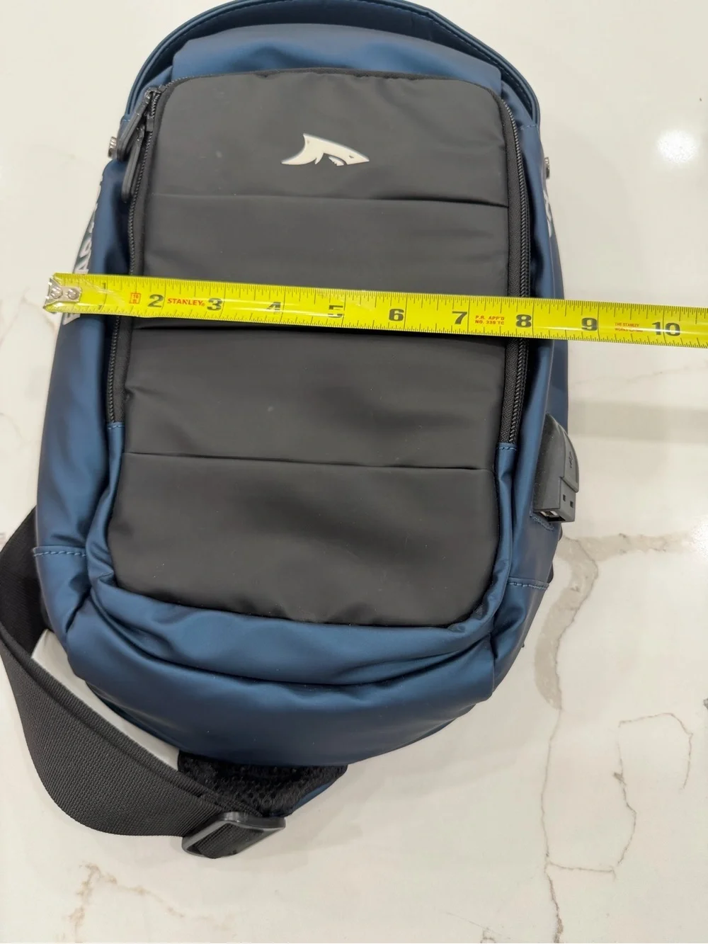 B-APASA Anti-Theft Sling Bag with USB Charging Port — Blue & Black